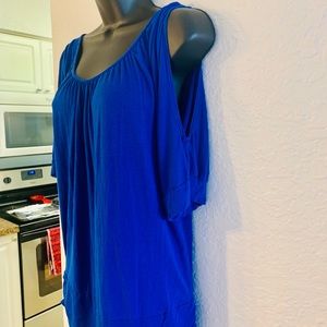Blue open shoulder Deb shirt